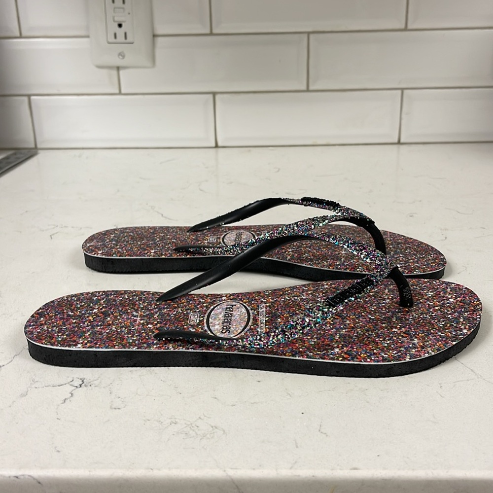 Havaianas Women's Slim Carnaval Flip Flop Sandals, Multicolor Glitter Size 11/12 - Picture 9 of 17